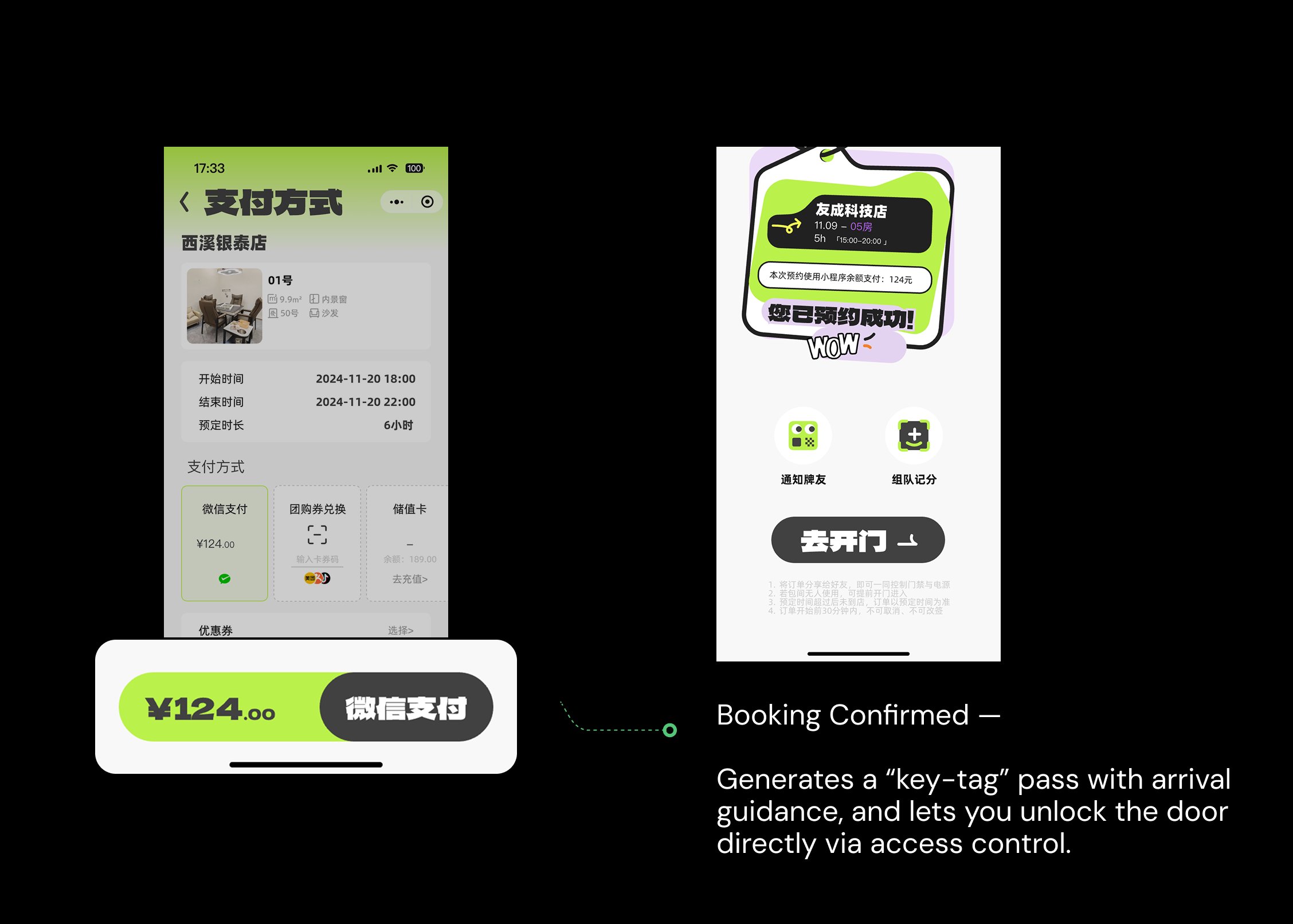 Online reservation and payment with booking confirmation screens